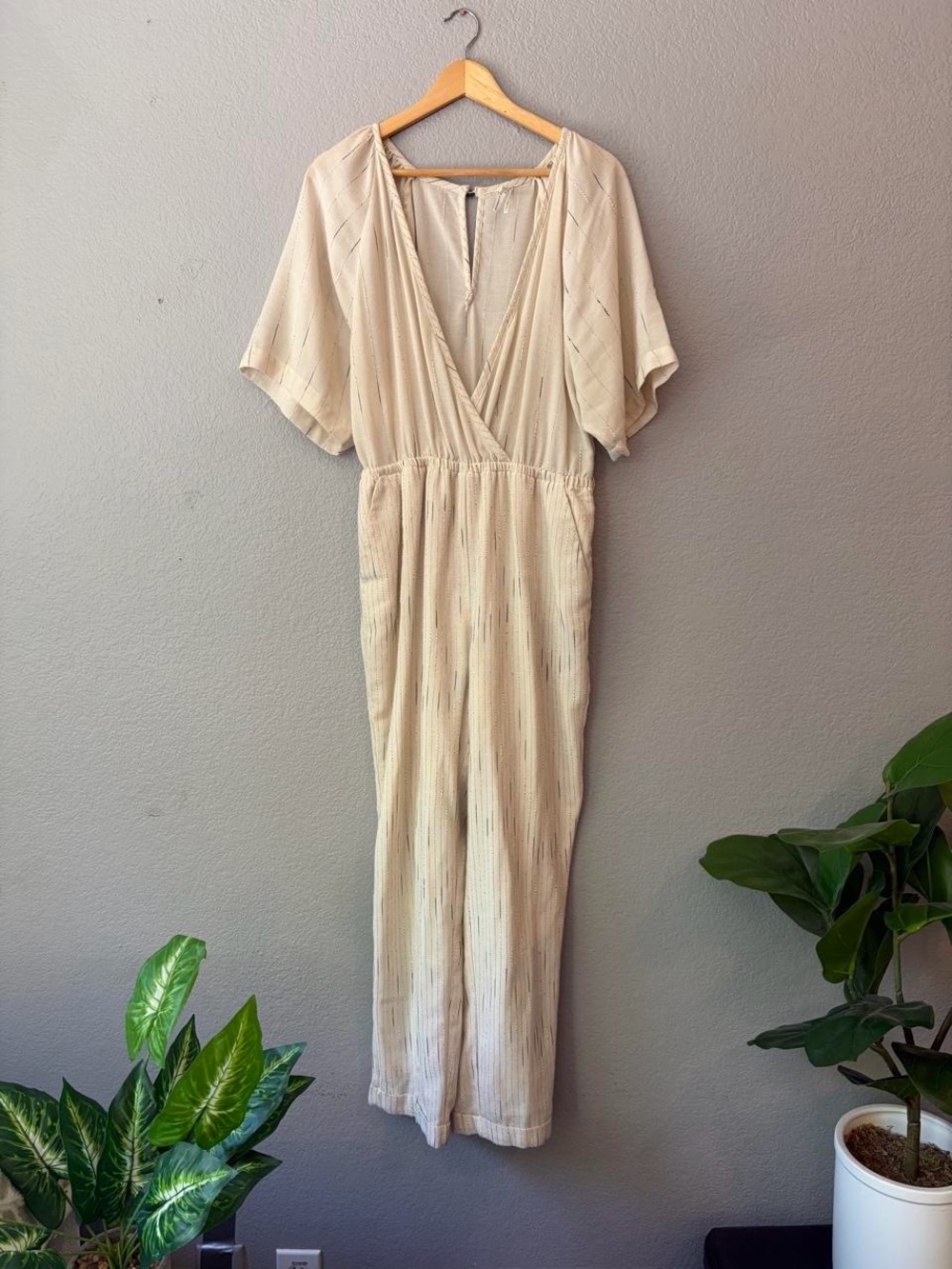 Anthropologie Featherbone Cream Jumpsuit